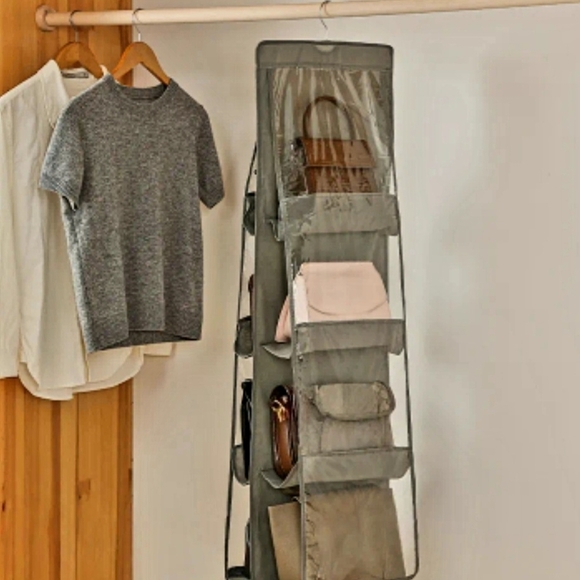 Accessories - Hanging Closet Organizer with Clear Front Pockets - Gray